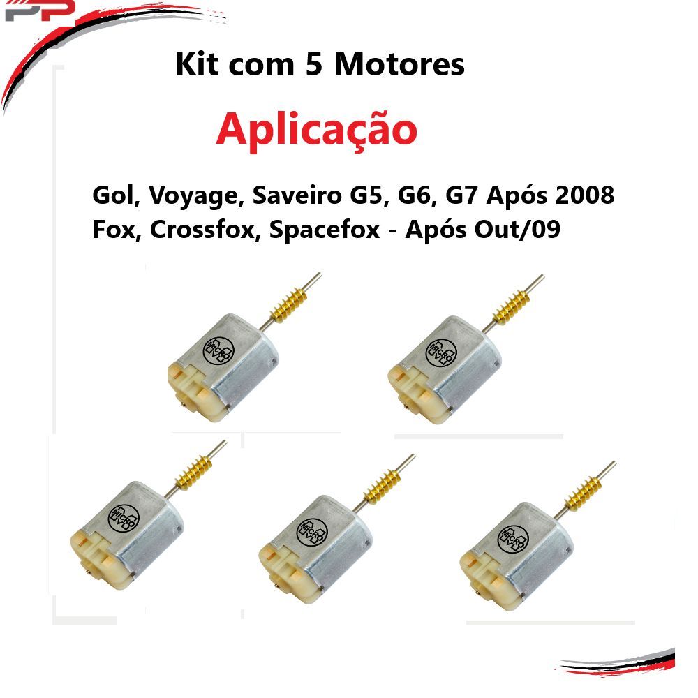 Encontraproduto.com.br - Kit 5 Motor Fechaduras Fox Ap 09 Gol-voyage-saveiro Após 08 - Un - 5