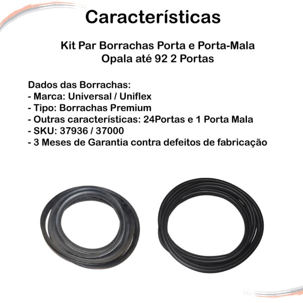 Encontraproduto.com.br - Kit Par Borrachas Porta E Porta-mala Opala Até 92 2 Portas - Un / 3