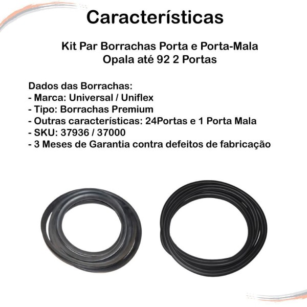 Encontraproduto.com.br - Kit Par Borrachas Porta E Porta-mala Opala Até 92 2 Portas - Un / 3