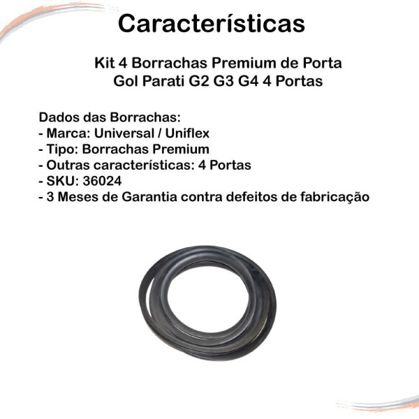 Encontraproduto.com.br - Kit Borrachas 4 Portas Linha Premium Gol Parati G2 G3 G4 - UN / 4