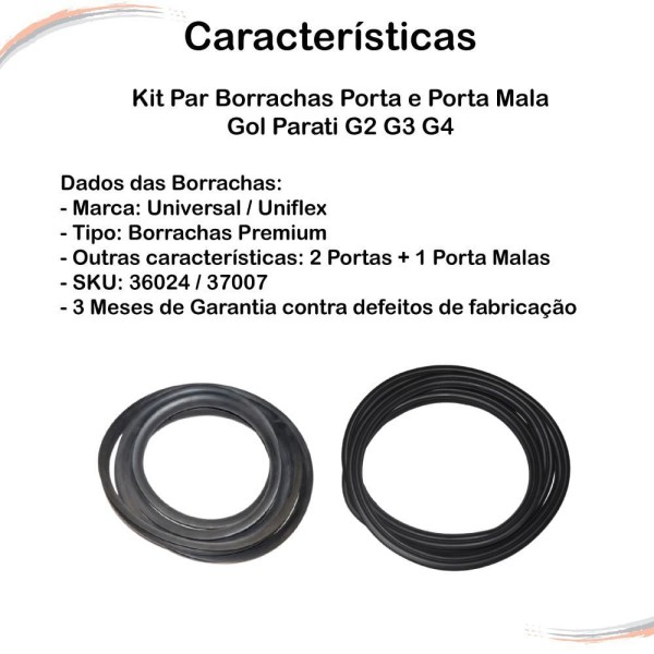 Encontraproduto.com.br - Kit Par Borrachas Porta E Porta Mala Gol Parati G2 G3 G4 - Un / 3