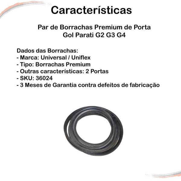 Encontraproduto.com.br - Par De Borrachas Premium De Porta Gol Parati G2 G3 G4 - Un / 2
