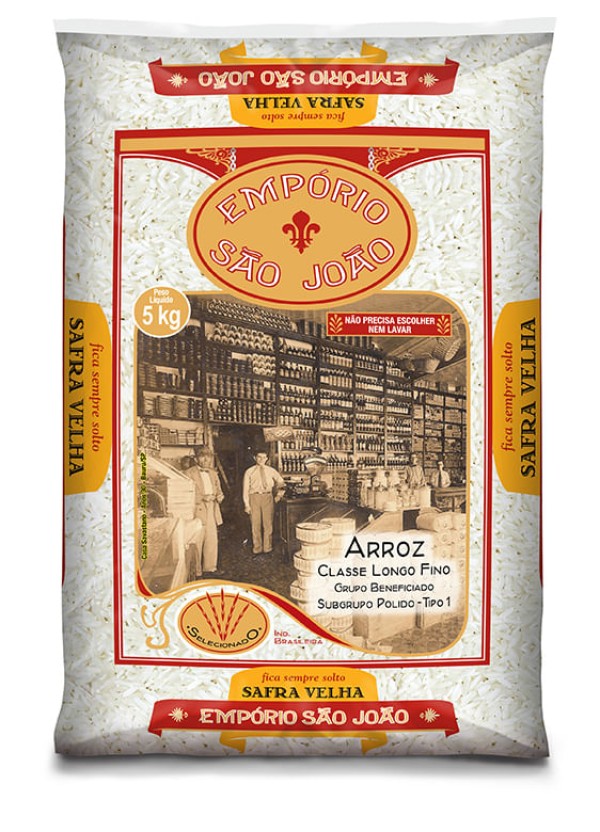 Encontraproduto.com.br - Arroz Empório São João Agulhinha Tipo 1 Pacote com 5kg