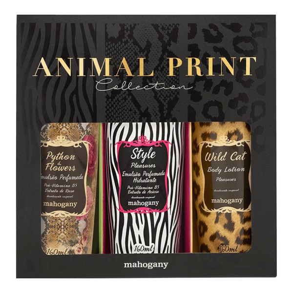 Encontraproduto.com.br - Kit Presente Animal Print Collection com Hidratantes Style Pleasures, Wild Cat e Phyton & Flowers 160ml