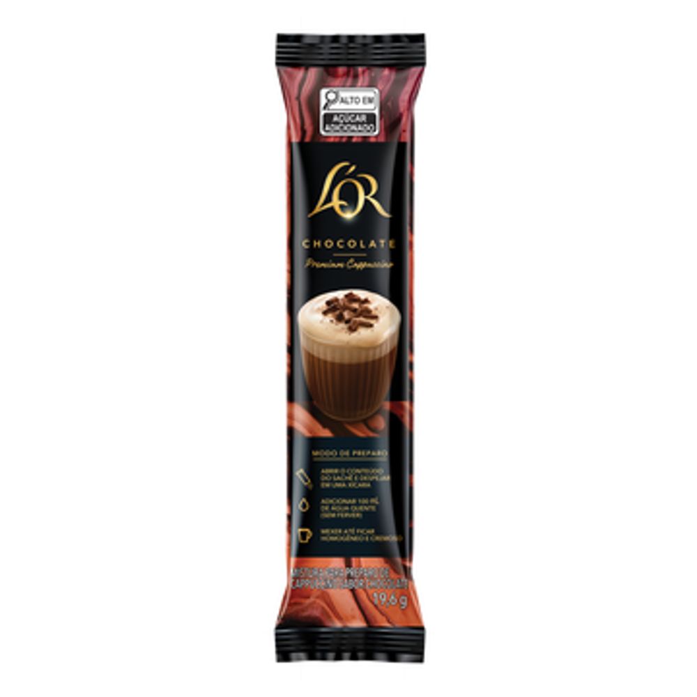 Encontraproduto.com.br - Cappuccino Solúvel Chocolate Lor Premium Pacote 19,6g
