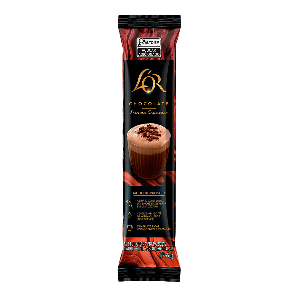 Encontraproduto.com.br - Cappuccino Solúvel Chocolate Lor Premium Pacote 19,6g