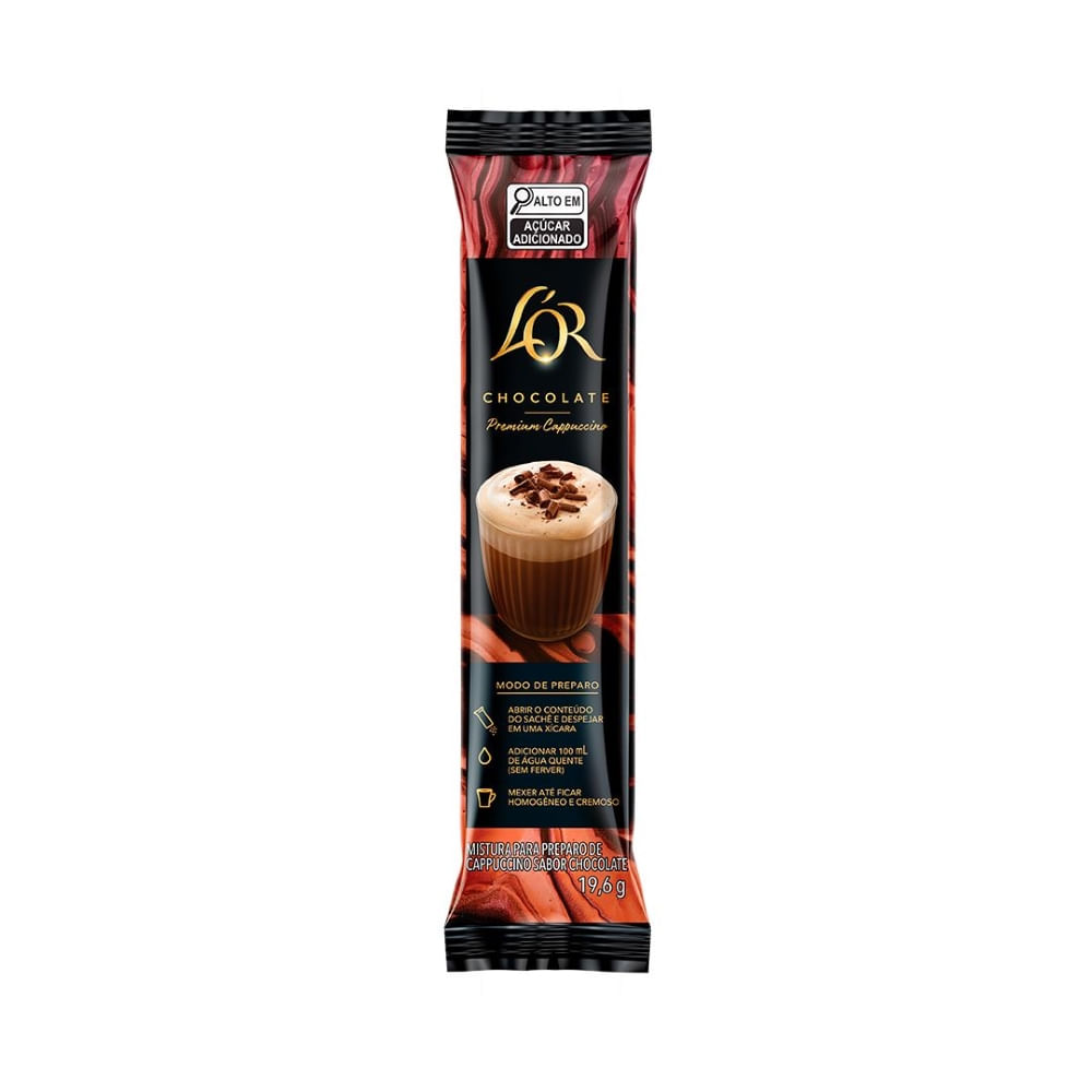 Encontraproduto.com.br - Cappuccino Solúvel Chocolate Lor Premium Pacote 19,6g