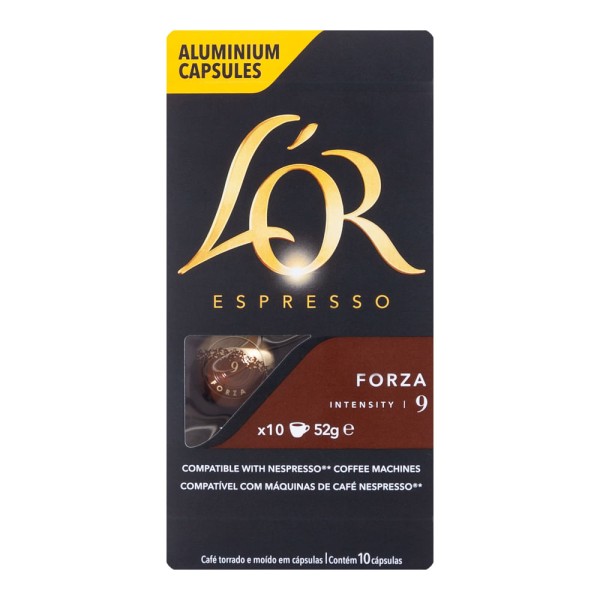 Encontraproduto.com.br - Café em Cápsula Lor Espresso Torrado e Moído Forza 52g c/ 10