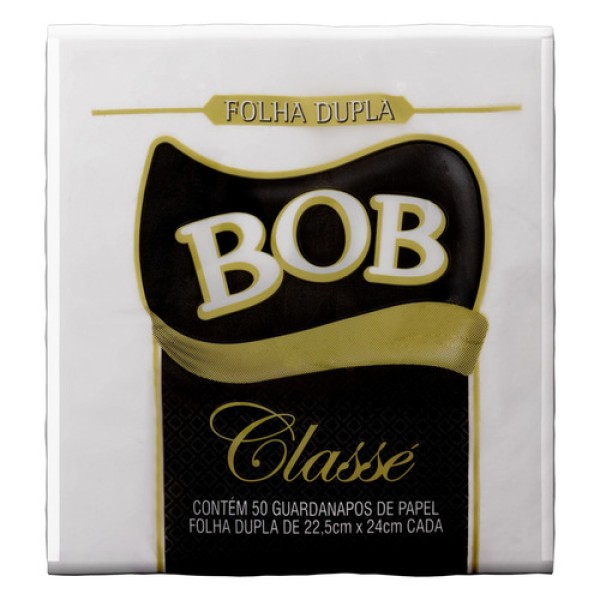 Guardanapo de Papel Folha Dupla Bob Classé 22,5cm x 24cm Pacote 50 Unidades