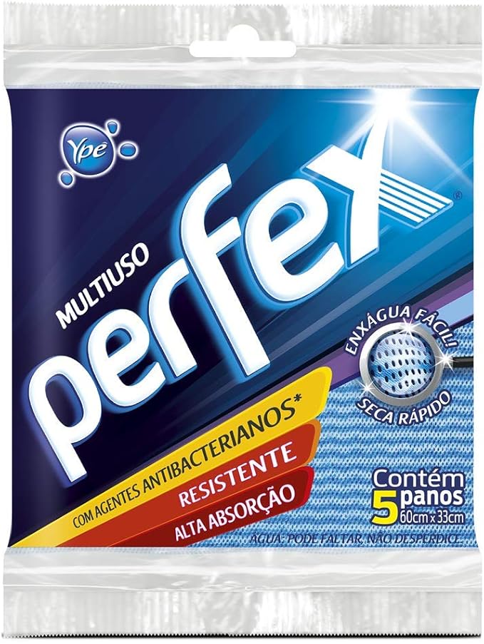 Encontraproduto.com.br - Pano para Limpeza Perfex Azul Pacote com 5 unidades