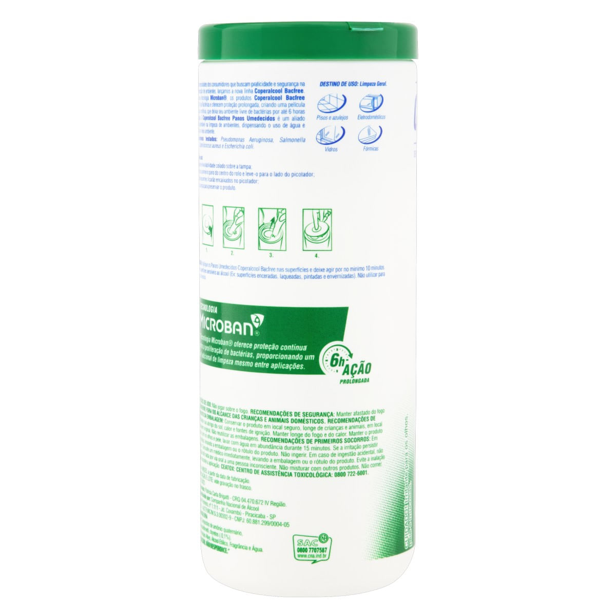 Encontraproduto.com.br - Panos Umedecidos Com Álcool 70°Inpm Bacfree Eucalipto Coperalcool Com 35 Unidades