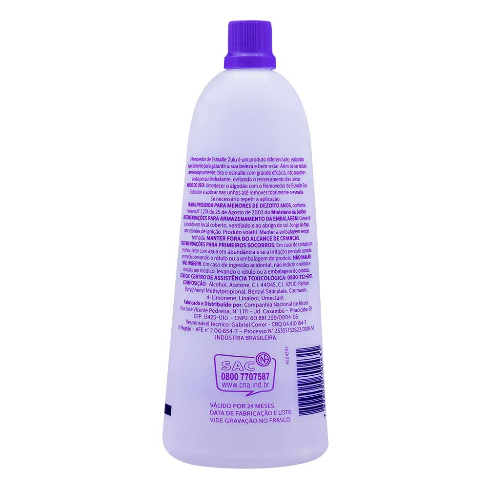Encontraproduto.com.br - Removedor de Esmaltes Zulu Seduction à Base De Acetona 500ml