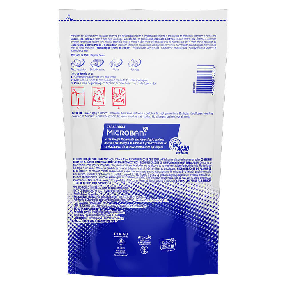 Encontraproduto.com.br - Panos Umedecidos Coperalcool Clássico 70% Refil com 35 Unidades