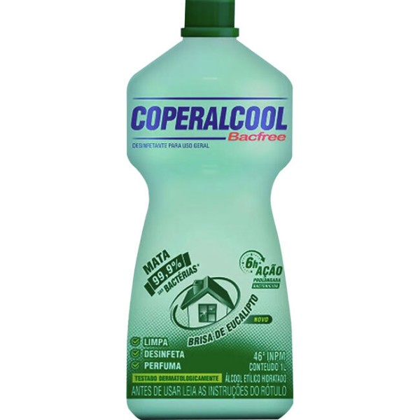 Encontraproduto.com.br - Desinfetante Álcool Líquido Coperalcool Eucalipto 46°INPM Frasco com 1L