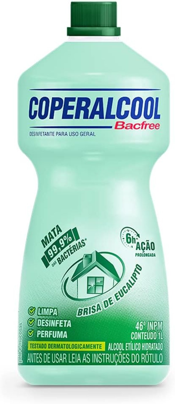 Encontraproduto.com.br - Desinfetante Álcool Líquido Coperalcool Eucalipto 46°INPM Frasco com 1L
