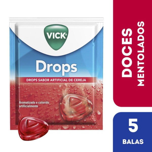 Encontraproduto.com.br - Pastilha Drops Vick Cereja com 5 Unidades