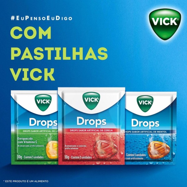 Encontraproduto.com.br - Pastilha Drops Vick Cereja com 5 Unidades