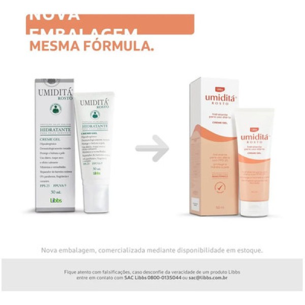 Creme Gel Umiditá Rosto FPS25 50ml