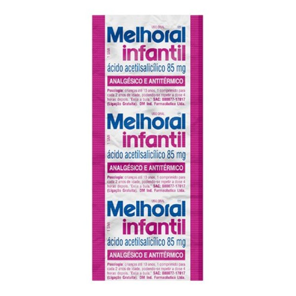 Encontraproduto.com.br - Melhoral Infantil 85Mg Caixa Com 25 Blísteres Com 8 Comprimidos Infantil