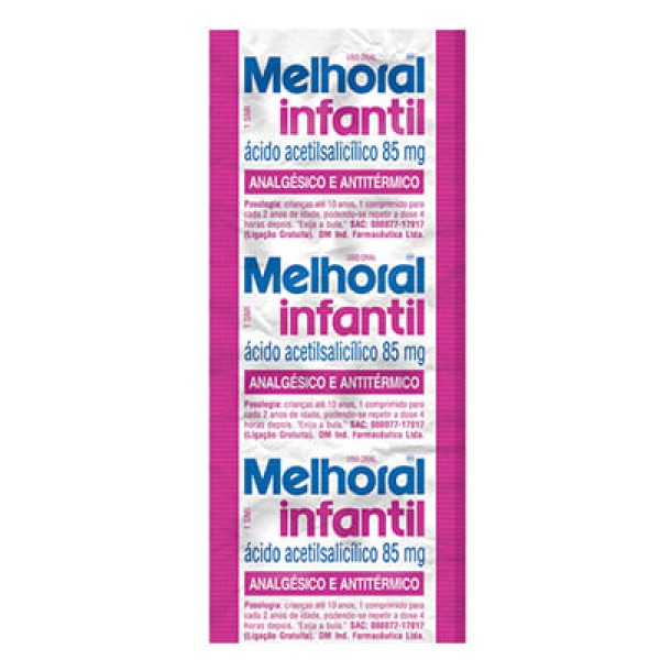 Encontraproduto.com.br - Melhoral Infantil 85Mg Caixa Com 25 Blísteres Com 8 Comprimidos Infantil