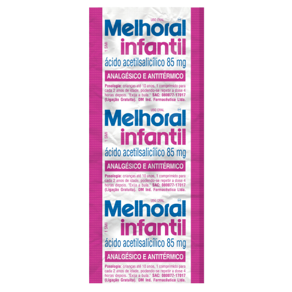 Encontraproduto.com.br - Melhoral Infantil 85Mg Caixa Com 25 Blísteres Com 8 Comprimidos Infantil