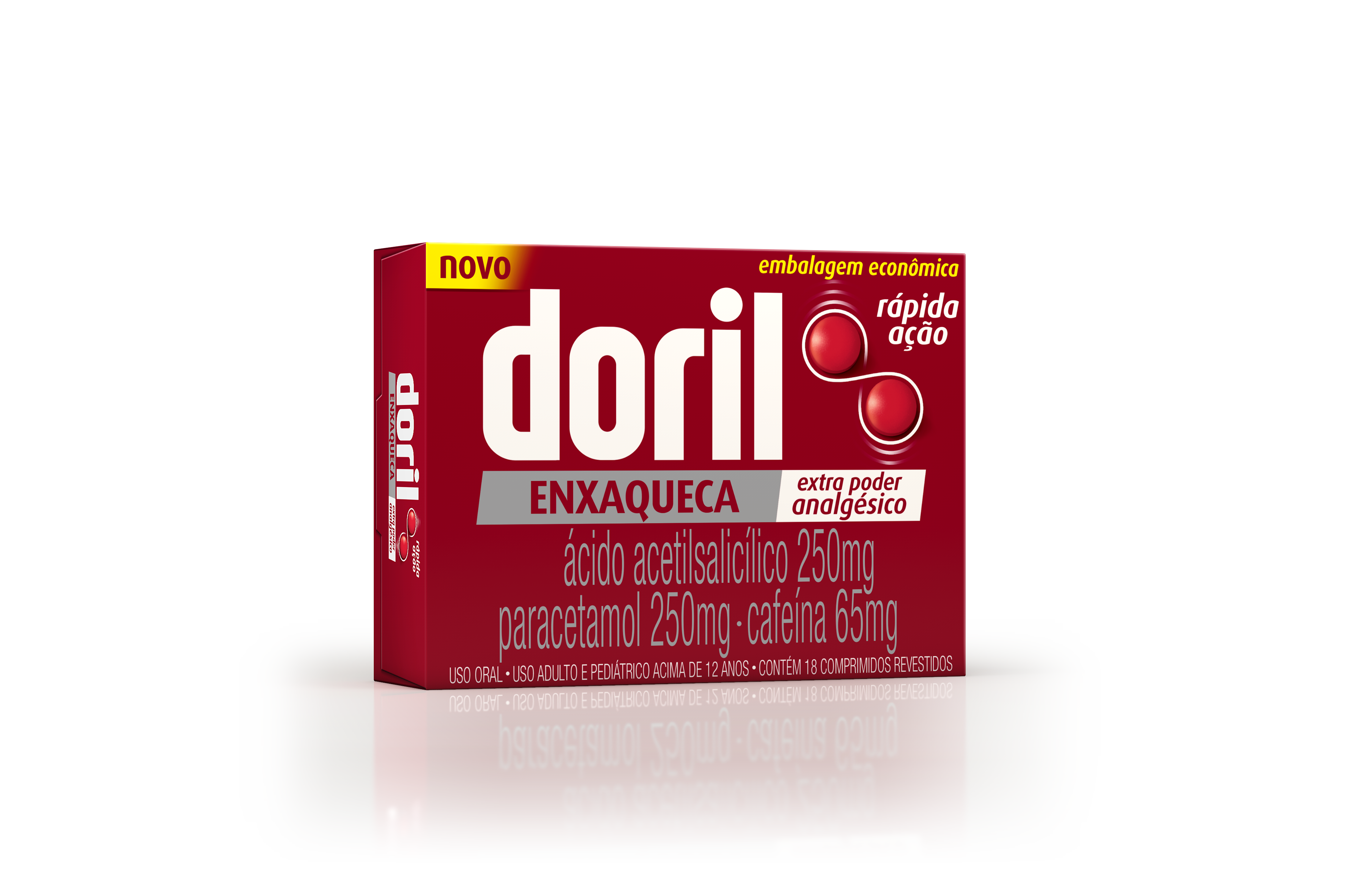 Analgésico e Antitérmico Doril Enxaqueca 250mg + 250mg + 65mg 18 Comprimidos