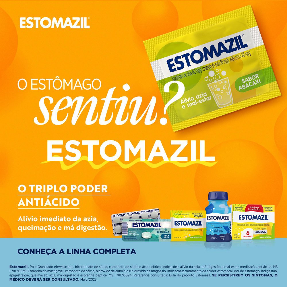 Encontraproduto.com.br - Estomazil Sabor Laranja Com 1 Envelope 5G