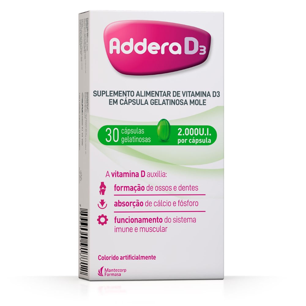 Encontraproduto.com.br - Vitamina D Addera D3 2.000UI 30 Cápsulas