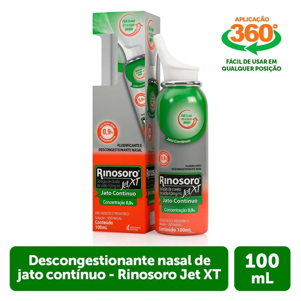 Encontraproduto.com.br - Rinosoro Jet XT 9mg/ml Solução Nasal 100ml