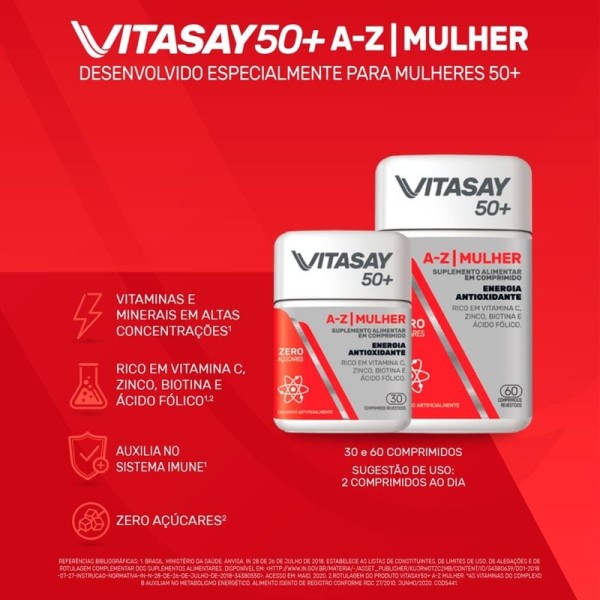 Encontraproduto.com.br - A-Z Mulher Vitasay 50+ com 30 comprimidos revestidos