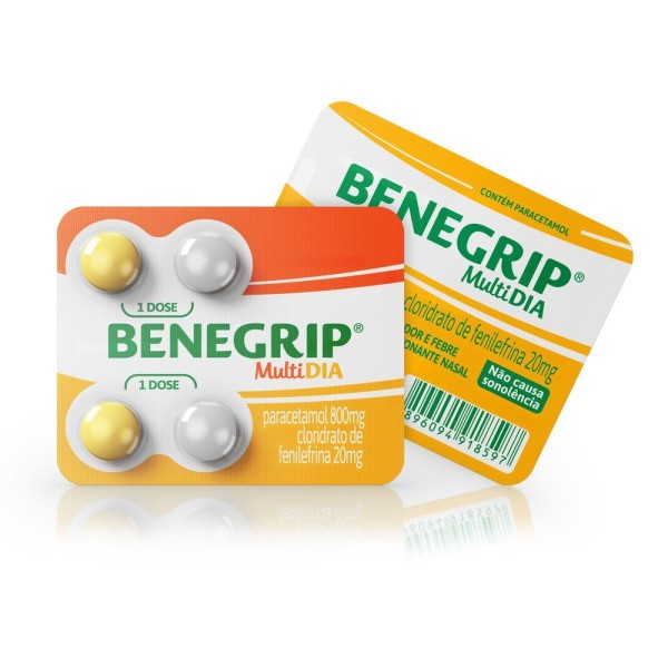 Encontraproduto.com.br - Benegrip Multi Dia 04 Comprimidos
