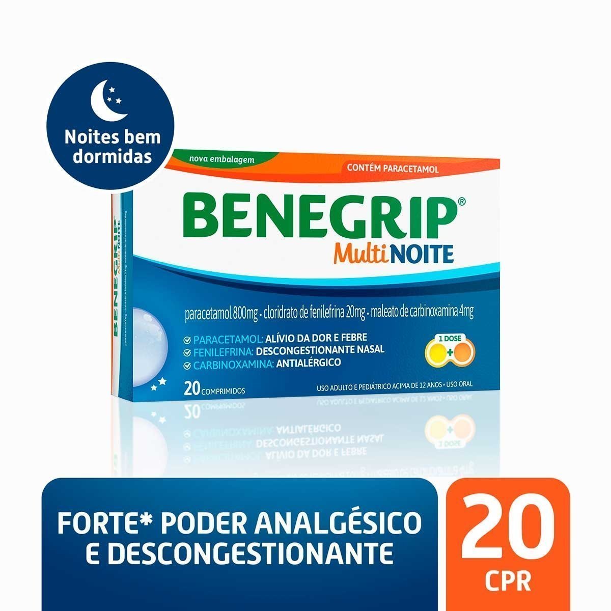 Benegrip Multi Noite c/ 20 Comprimidos