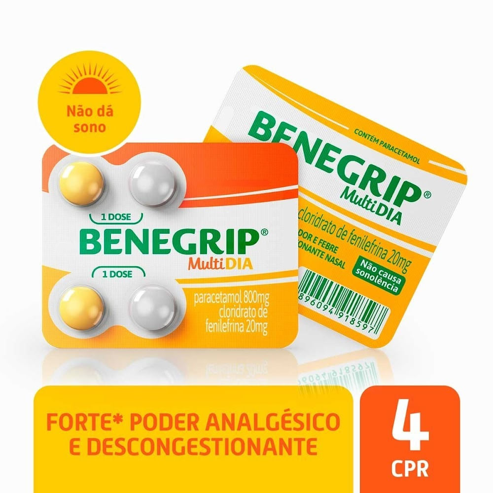 Encontraproduto.com.br - Benegrip Multi Dia com 4 Comprimidos Hypera