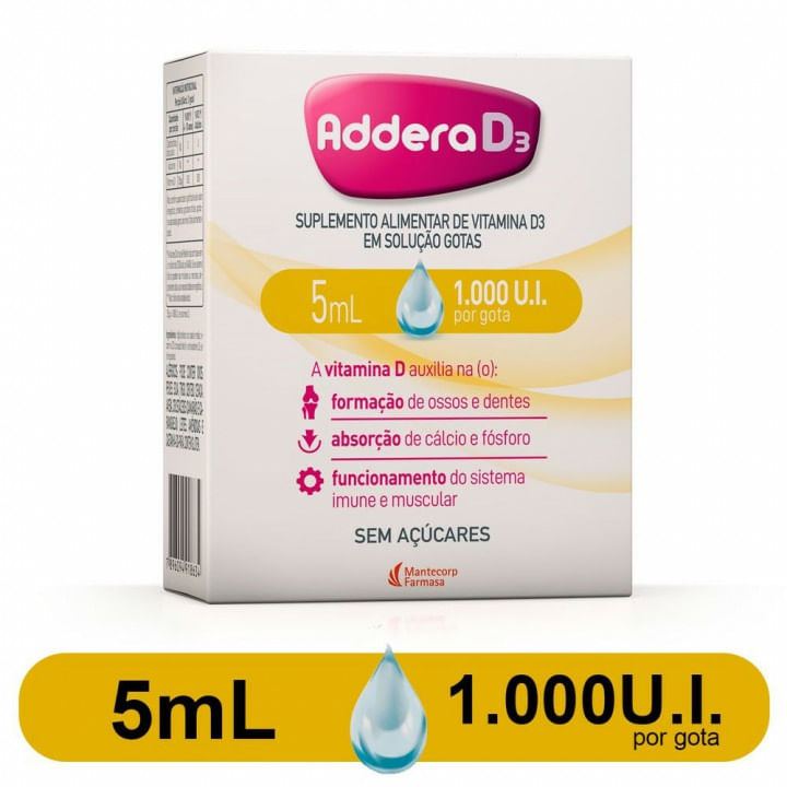 Encontraproduto.com.br - Vitamina D Addera D3 1.000UI Gotas 5ml