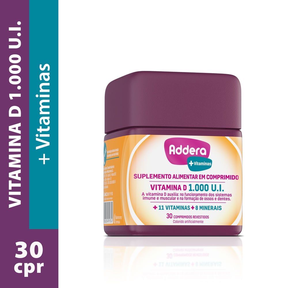 Encontraproduto.com.br - Addera +Vitaminas (Vitamina D3 1000UI) c/30 Comprimidos