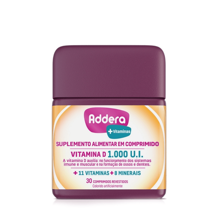 Encontraproduto.com.br - Addera +Vitaminas (Vitamina D3 1000UI) c/30 Comprimidos
