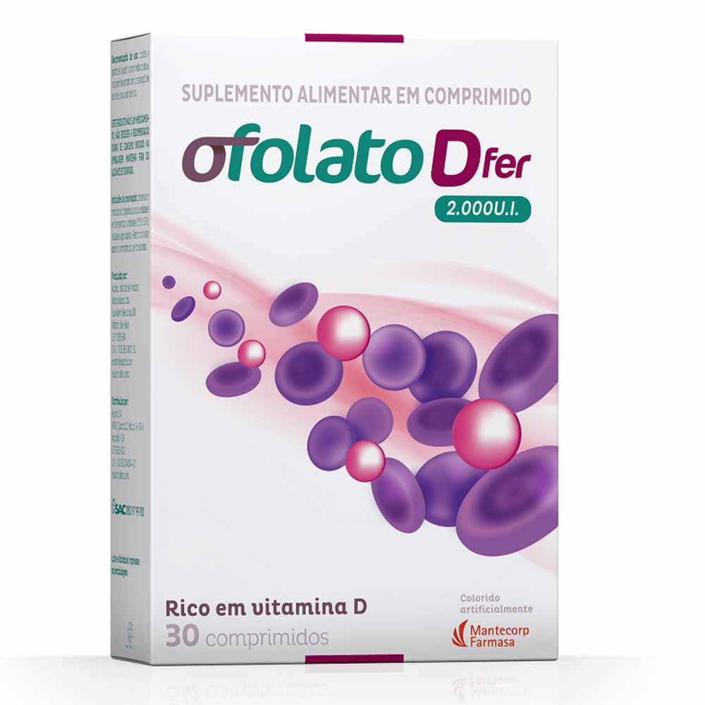 Encontraproduto.com.br - Suplemento Alimentar Ofolato Dfer 2.000UI 30 Comprimidos