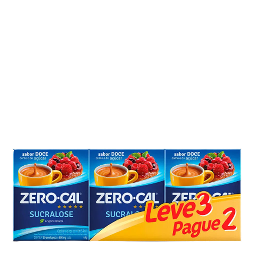 Adoçante em Pó Zero Cal Sucralose 3 Unidades com 50 Sachês de 600 mg Cada