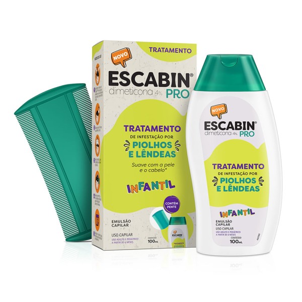 Encontraproduto.com.br - Escabin Pro Infantil Tratamento Piolhos E Lêndeas 100ml