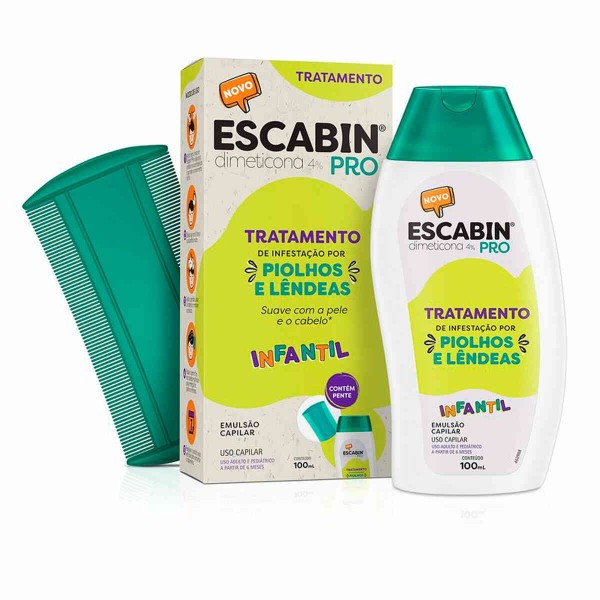 Encontraproduto.com.br - Escabin Pro Infantil Tratamento Piolhos E Lêndeas 100ml