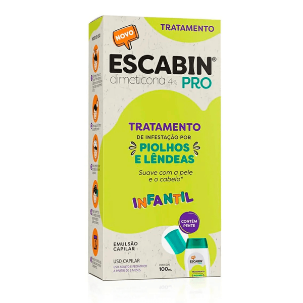 Encontraproduto.com.br - Escabin Pro Infantil Tratamento Piolhos E Lêndeas 100ml