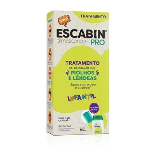Encontraproduto.com.br - Escabin Pro Infantil Tratamento Piolhos E Lêndeas 100ml