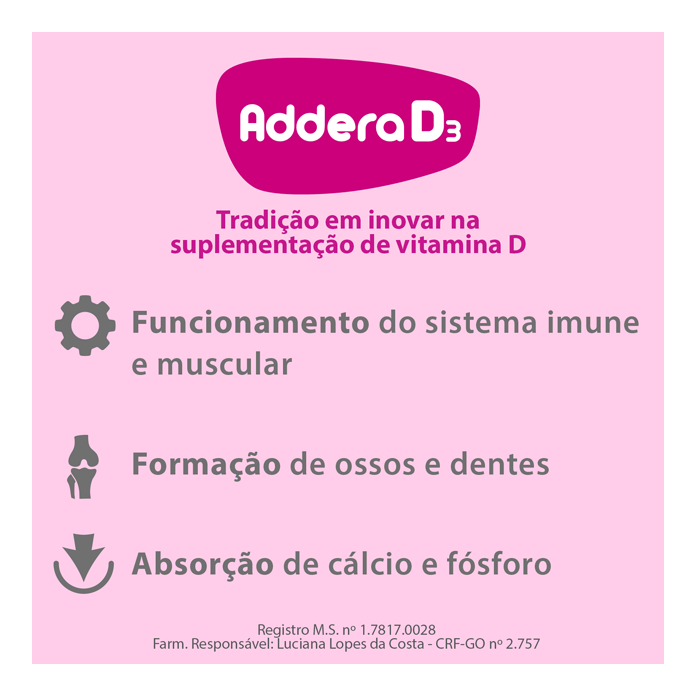 Encontraproduto.com.br - Vitamina D Addera D3 Colecalciferol Vitamina D3 1.000UI Hypera 30 Cápsulas