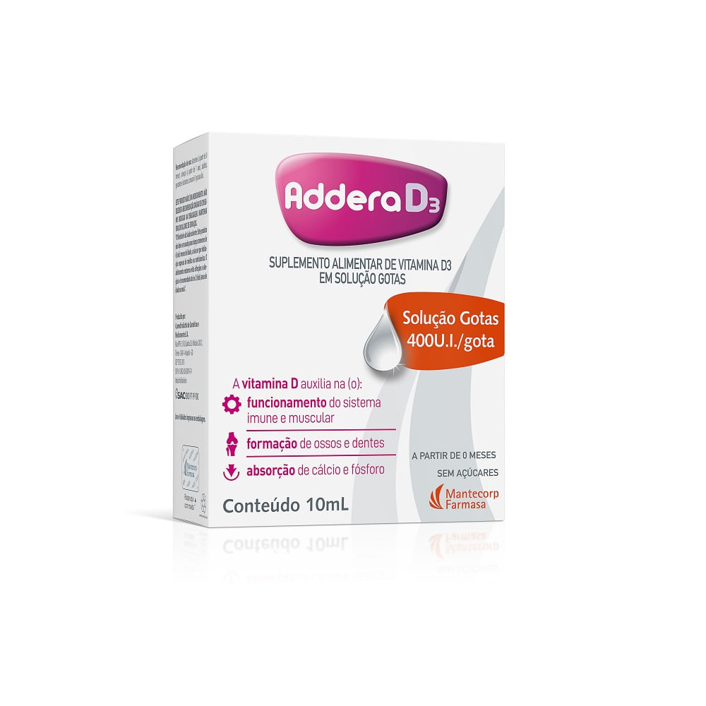 Encontraproduto.com.br - Vitamina D Addera D3 400UI Gotas 10ml