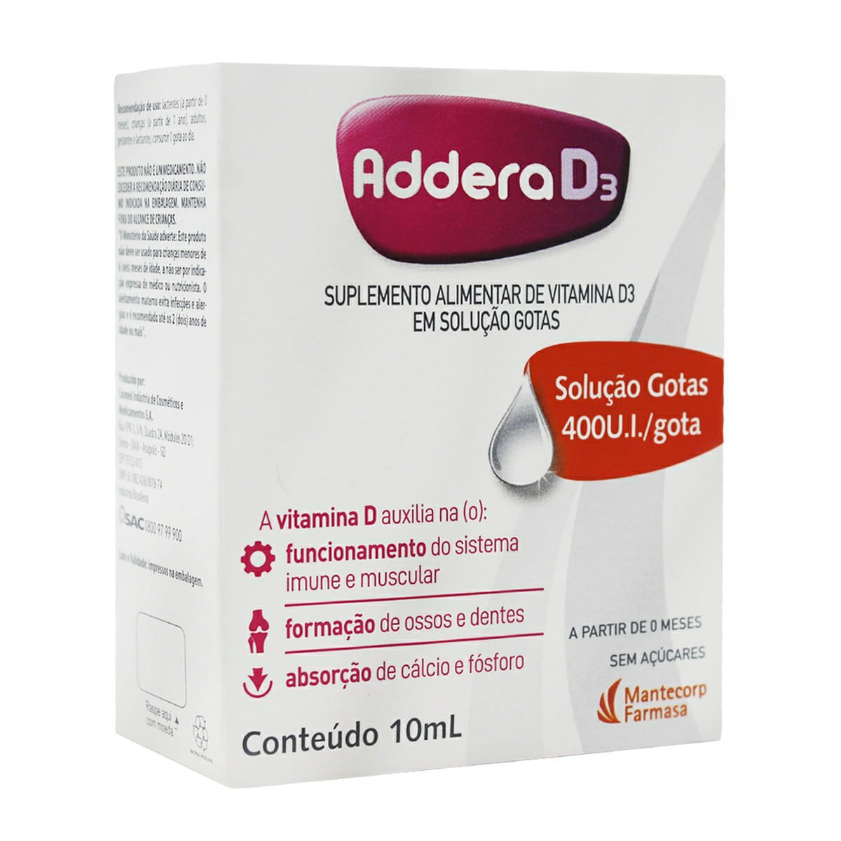 Encontraproduto.com.br - Vitamina D Addera D3 400UI Gotas 10ml