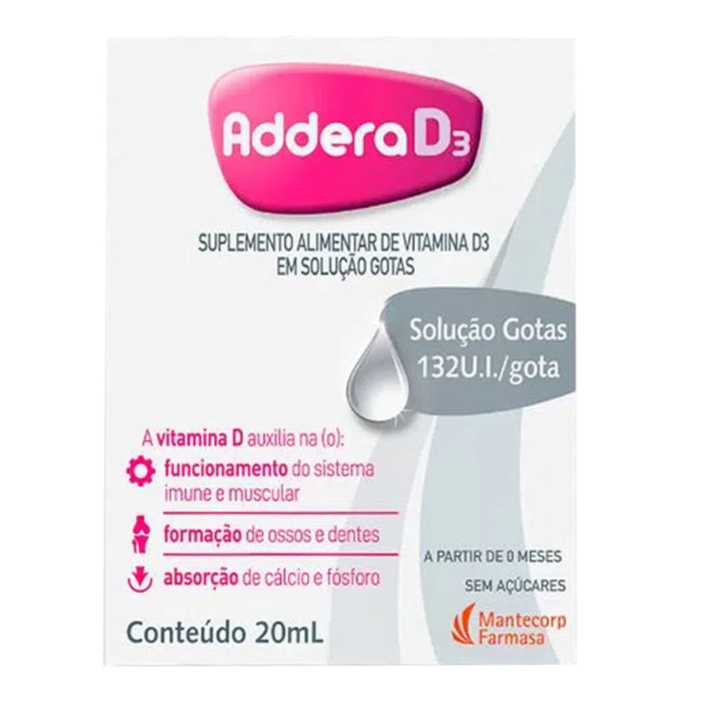 Encontraproduto.com.br - Addera D3 Solução Oral 132Ui/ml Gotas 20ml