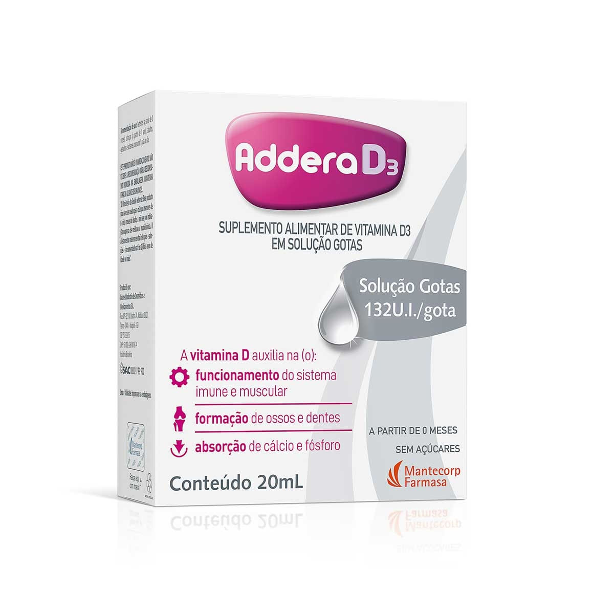 Encontraproduto.com.br - Addera D3 Solução Oral 132Ui/ml Gotas 20ml