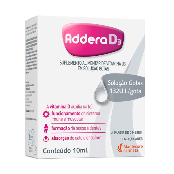 Encontraproduto.com.br - Vitamina D 132UI Addera D3 Gotas 10ml