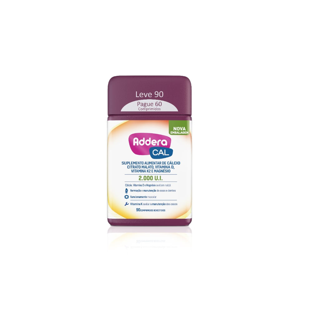 Encontraproduto.com.br - Vitamina D Addera + Cálcio 2.000UI 90 Comprimidos