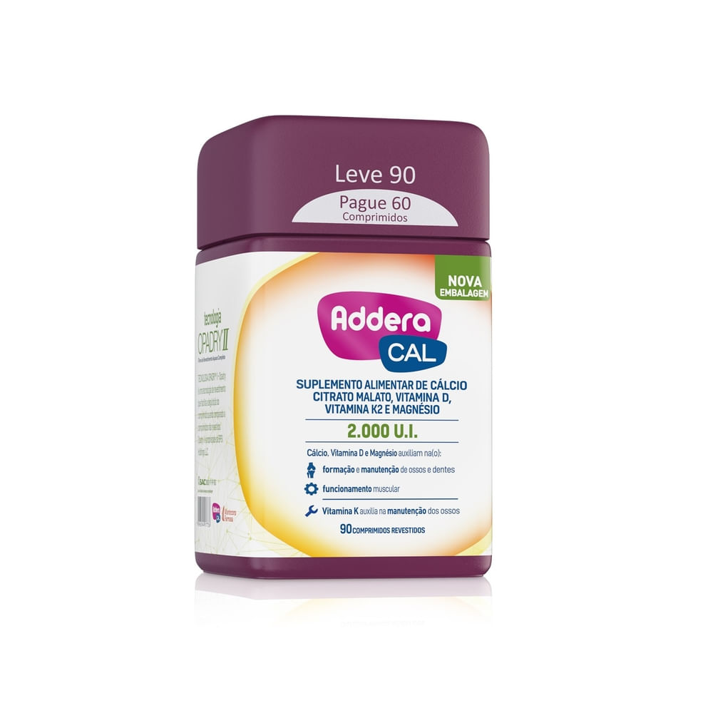 Encontraproduto.com.br - Vitamina D Addera + Cálcio 2.000UI 90 Comprimidos